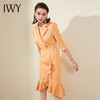 IWY/橘色西装连衣裙七分袖连衣裙V领高端时尚名媛修身气质鱼尾裙 213177Q1 商品缩略图1