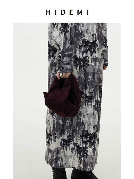 HIDEMI 酒红色麂皮行囊系列小号/饺子包 商品图7