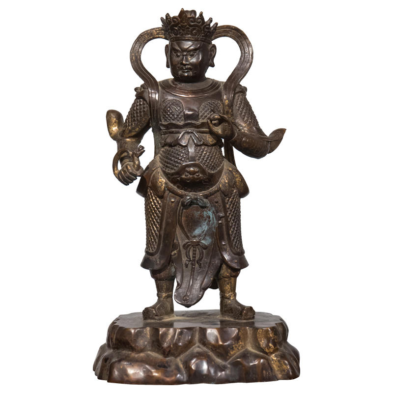 清代 铜鎏金西方广目天王