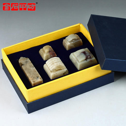 【金石印坊】巨来•伊犁冻石仿古五件套 篆刻印石组合方章扁章 商品图4