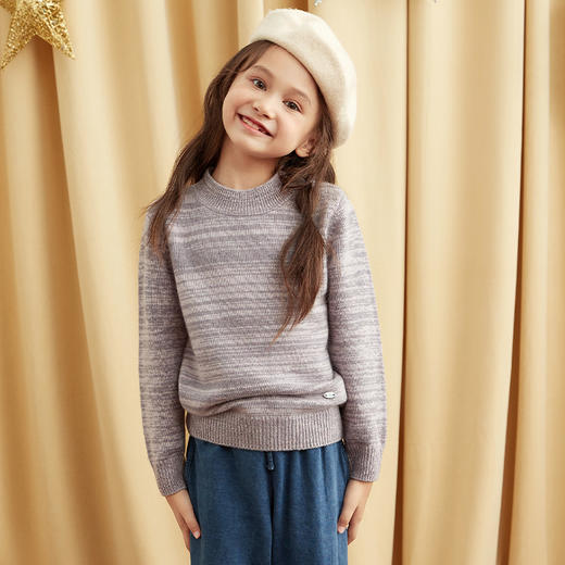 METTE羊绒世家童装中大童半高领100%羊绒衫20秋双色混纱保暖毛衣 商品图13