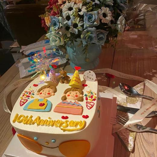 情侣/兄妹手绘方形笑脸手绘蛋糕-低糖处理无添加 商品图2