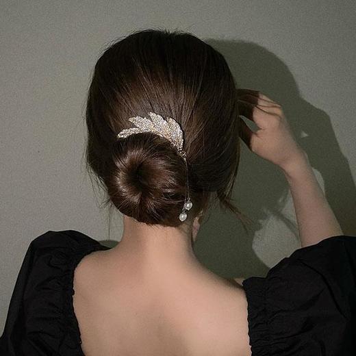 【两只装】气质珍珠吊坠发簪简约现代网红簪子古风丸子头盘发神器超仙头饰 商品图4