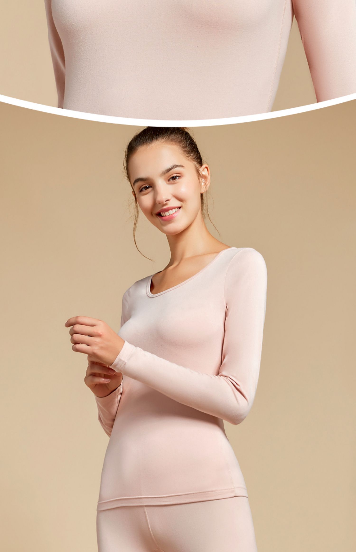 骆驼女士秋冬款保暖内衣套装亲肤绒贴肤蓄热修身美体打底秋衣秋裤r9w7