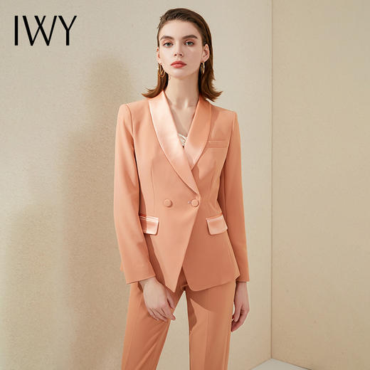 IWY/高端时尚橘色西服两件套装气质修身经理商务正装总裁西装 213172C1+P1 商品图0