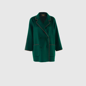 拼色西装领双面大衣