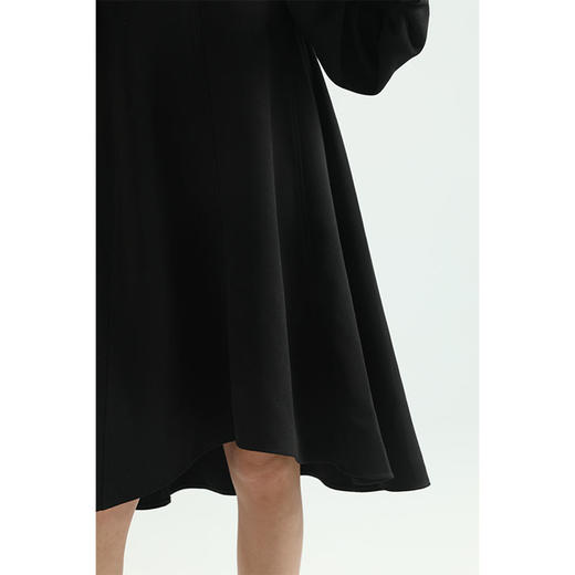 HeyDress复古黑色连衣裙女圆领宽松显瘦小黑裙七分灯笼袖裙子 商品图3