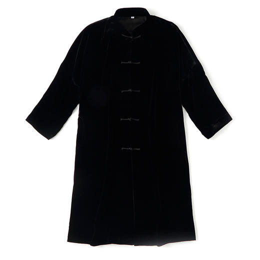 上海旗袍厂AYK-QF-210720真丝丝绒立领长款外套女长袖盘扣复古风衣女2021秋冬新款国风女装 商品图4