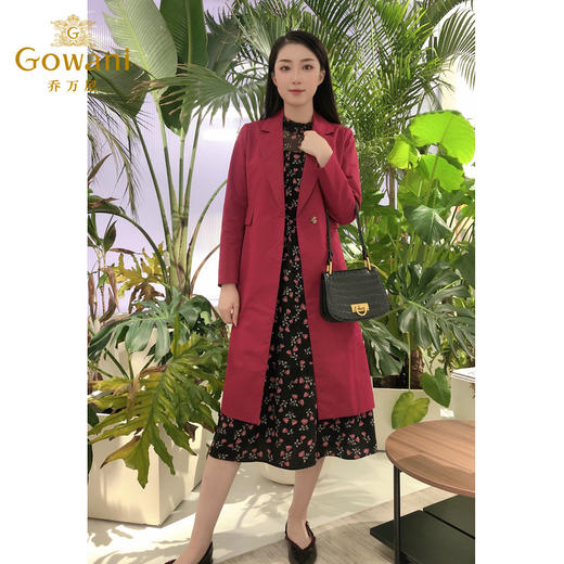 【两色可选】乔万尼外套女春季 新款通勤干练西装领修身高腰风衣女中长款厚EB3A245 商品图5