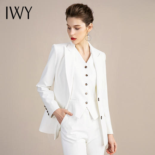 IWY/白色西服套装女时尚气质医美工作服高端播音主持艺考正装职业 213125C1+P1+C6 商品图1