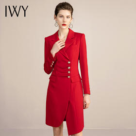 新年战袍 红色气质西装裙