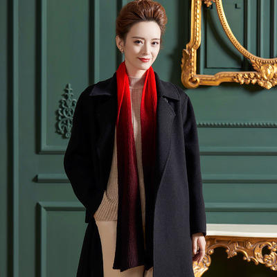 WW  1081渐变全羊毛百搭加厚披肩男女通用针织长围巾 商品图2