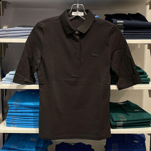  Lacoste/拉科斯特 女士夏季新款修身纯色五分袖隐藏扣POLO衫 商品图0