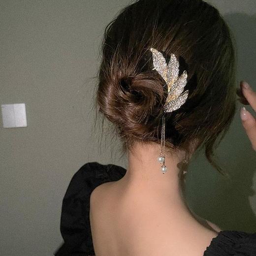 【两只装】气质珍珠吊坠发簪简约现代网红簪子古风丸子头盘发神器超仙头饰 商品图3