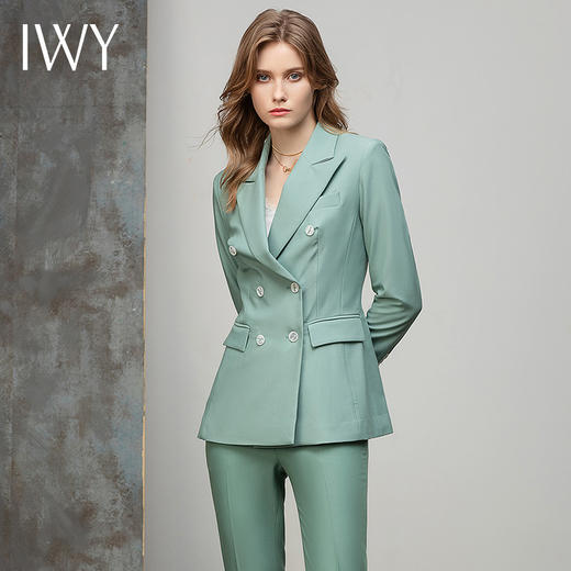IWY/高端绿色西装套装女时尚气质女士西服外套韩版休闲职业装OL修身 CP10325绿色 商品图1
