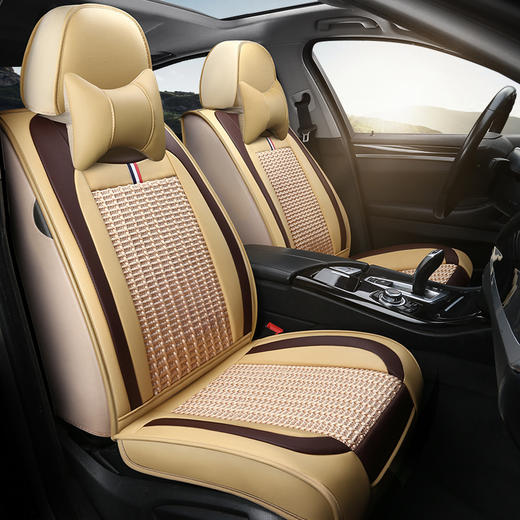 【汽车坐垫】皮+冰丝四季全包围汽车坐垫座套 商品图2
