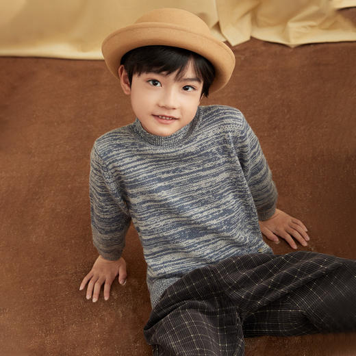 METTE羊绒世家童装中大童半高领100%羊绒衫20秋双色混纱保暖毛衣 商品图12