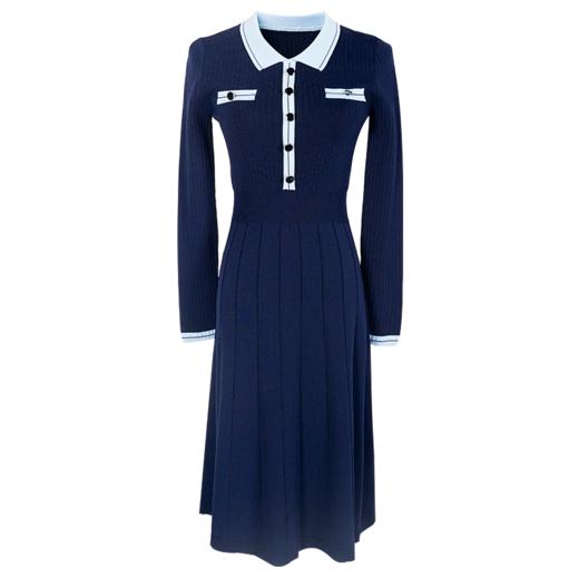 剩S 米思阳修身裙子气质休闲时尚温柔风针织polo领a字版连衣裙秋1755 商品图4