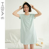 HSIA遐 睡裙女夏薄圆领短袖亲肤透气显瘦睡衣裙舒适棉莫长T家居裙 商品缩略图0