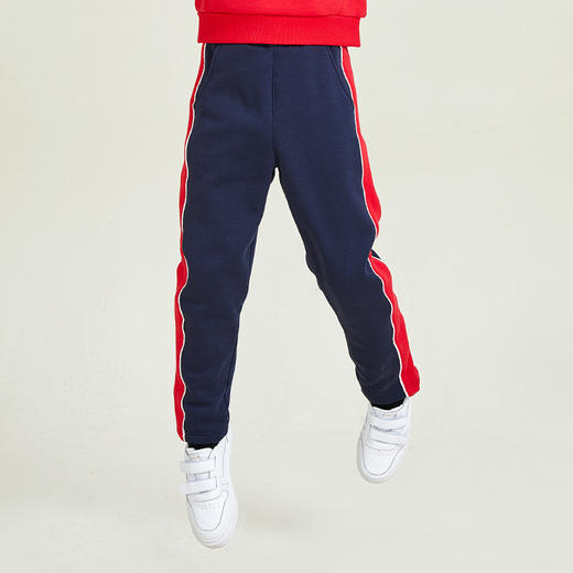 METTE童装加绒休闲裤秋冬新款中大童中性拼接撞色保暖松紧腰长裤 商品图4