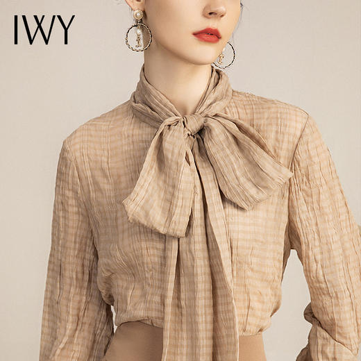 IWY/气质韩版长袖衬衫套装女绑带休闲名媛韩版西装外套内搭职业装 213147B1+P2 商品图4