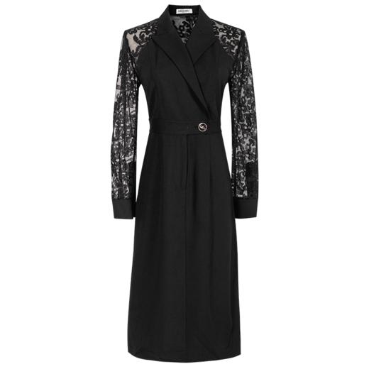 剩S 米思阳连衣裙新款知性优雅黑色刺绣蕾丝显瘦小众a字裙1565 商品图4