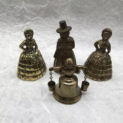 手摇好运铃铛 复古淑女人像黄铜铃铛 四款可选 商品图0