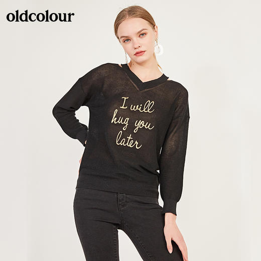 oldcolour秋季字母图案宽松百搭套头衫女N12052227 商品图3