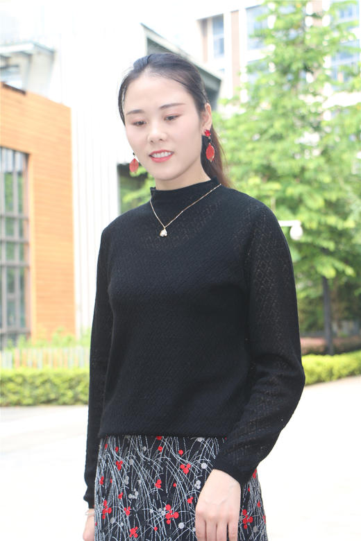 低领百搭薄款打底羊毛衫 6E4253 商品图2