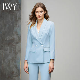 IWY/蓝色西装套装女气质时尚职业正装西服韩版主持面试工作服 CP10316蓝色