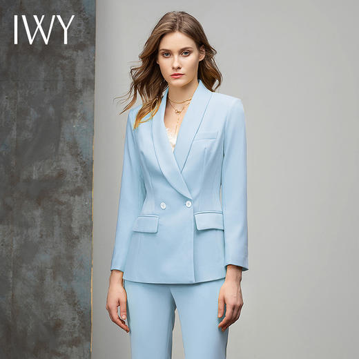 IWY/蓝色西装套装女气质时尚职业正装西服韩版主持面试工作服 CP10316蓝色 商品图0