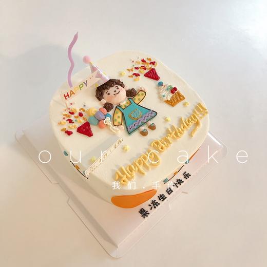 小女孩笑脸手绘方形蛋糕-低糖处理无添加 商品图1