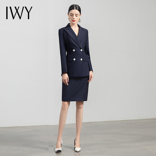 IWY/藏青通勤白领正装西装套裙职业装女装时尚气质西服套装OL NC1356+S1112 商品图2
