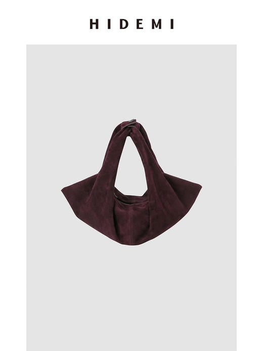 HIDEMI 酒红色麂皮行囊系列小号/饺子包 商品图0