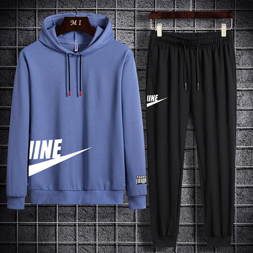 【卫衣男】秋冬休闲运动青少年圆领连帽卫衣套装 商品图1