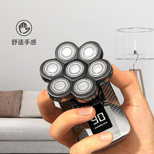【家用电器】剃须刀七刀头电动刮胡刀全身水洗数显刮胡刀光头机 商品图2