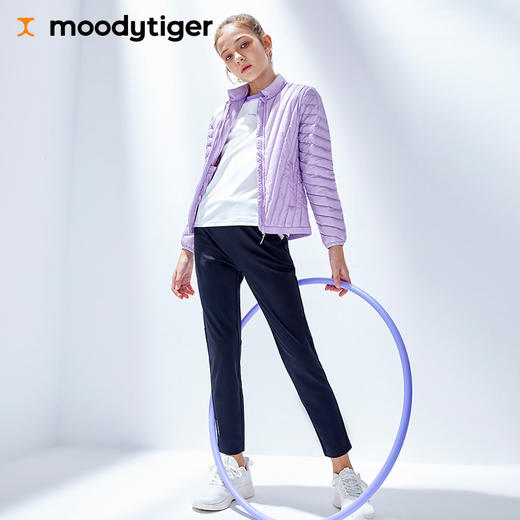 moodytiger女童运动裤2021冬季新款纯色透气高弹力宽松休闲长裤M12211310 商品图6