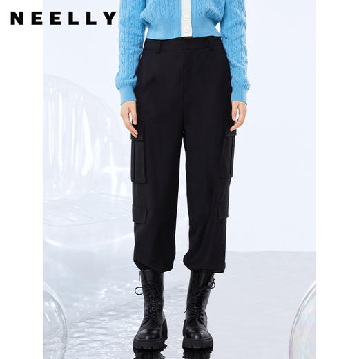NEELLY纳俪工装风束脚裤女2021新款哈伦裤宽松潮流百搭休闲裤秋季 商品图0