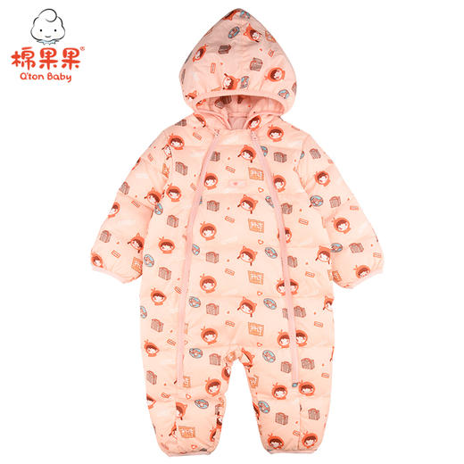 棉果果冬季女童羽绒印花连帽连体衣哈衣M422722921699 商品图1