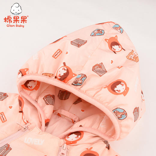 棉果果冬季女童羽绒印花连帽连体衣哈衣M422722921699 商品图2
