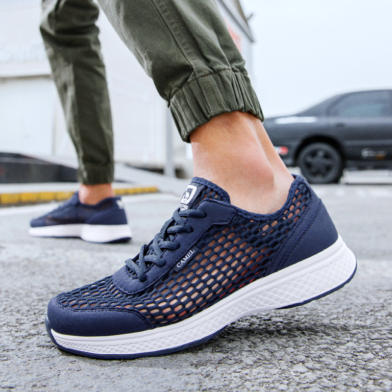 骆驼男鞋2025春夏休闲网面运动鞋男轻便软底一脚蹬透气健步鞋子男A922303150