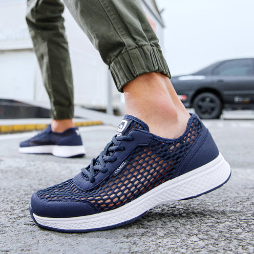 骆驼男鞋2025春夏休闲网面运动鞋男轻便软底一脚蹬透气健步鞋子男A922303150 商品图0