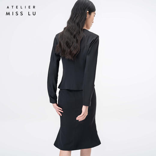 【花序】拉链拼接设计黑色高腰半裙/000116A 商品图3