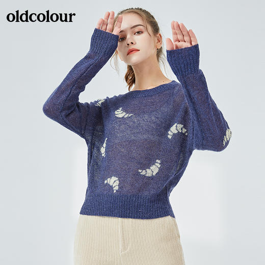 oldcolour秋季商场同款圆领百搭毛织套头衫女N33052372 商品图3