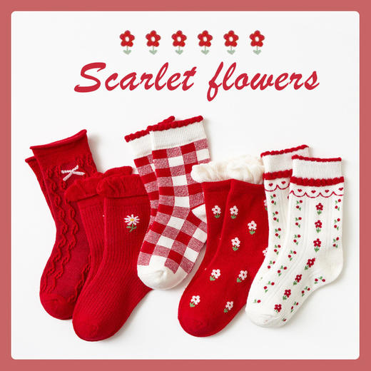 【森系中筒5双装】儿童袜子秋冬新款花边卡通中筒袜森系清新可爱女童袜子棉质学生袜 商品图5