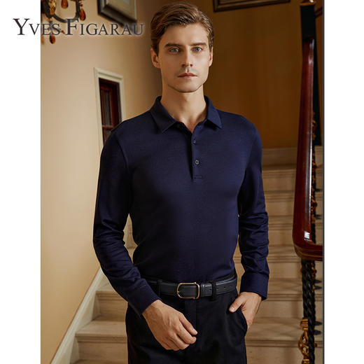 YvesFigarau伊夫·费嘉罗秋冬新款长袖T恤套头男士商务休闲上衣920909 商品图0