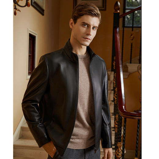 YvesFigarau伊夫·费嘉罗秋冬保暖绵羊皮革皮夹克923808 商品图3