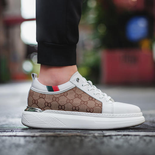 男士内增高男鞋提花布运动休闲小白鞋增高板鞋潮 商品图2