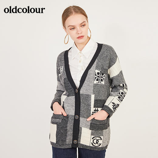 oldcolour春秋季时尚穿搭针织中外套女N11054105 商品图1
