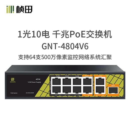 1光10电千兆智能PoE交换机千兆级联防雷型P4804V6 商品图2